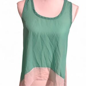 Elegant long white and Teal Tank Top blouse